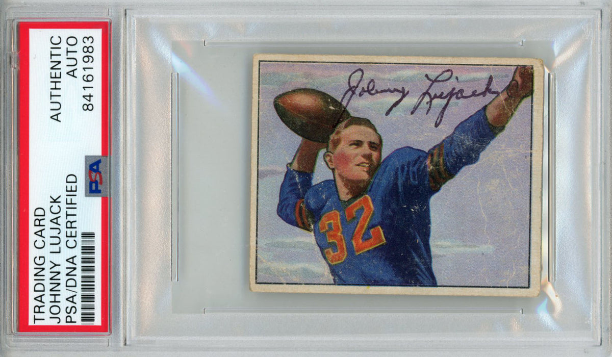 Johnny Lujack Chicago Bears Signed Card - 1950 Bowman #26 Gum PSA Slab PSA-Powers Sports Memorabilia