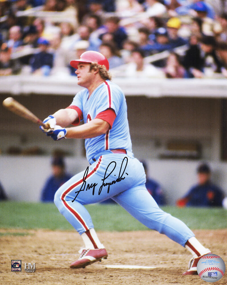Greg Luzinski Autographed Philadelphia Phillies Swinging Action 8x10 Photo-Powers Sports Memorabilia