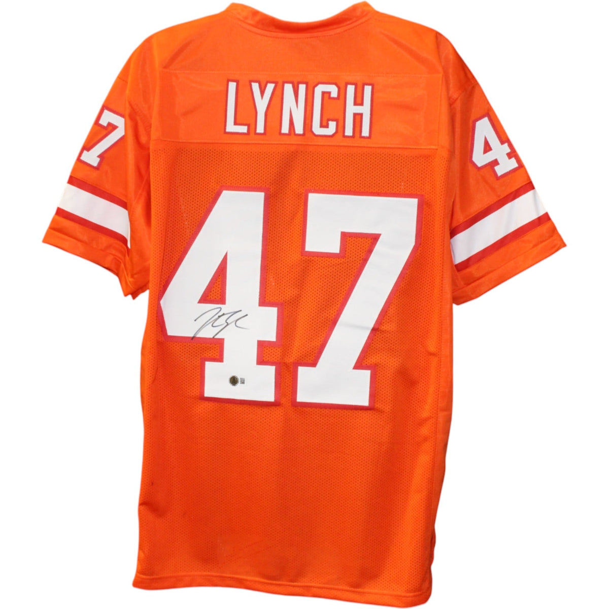 John Lynch Signed Pro Style TB Orange XL Jersey – Beckett Witness Authenticated-Powers Sports Memorabilia