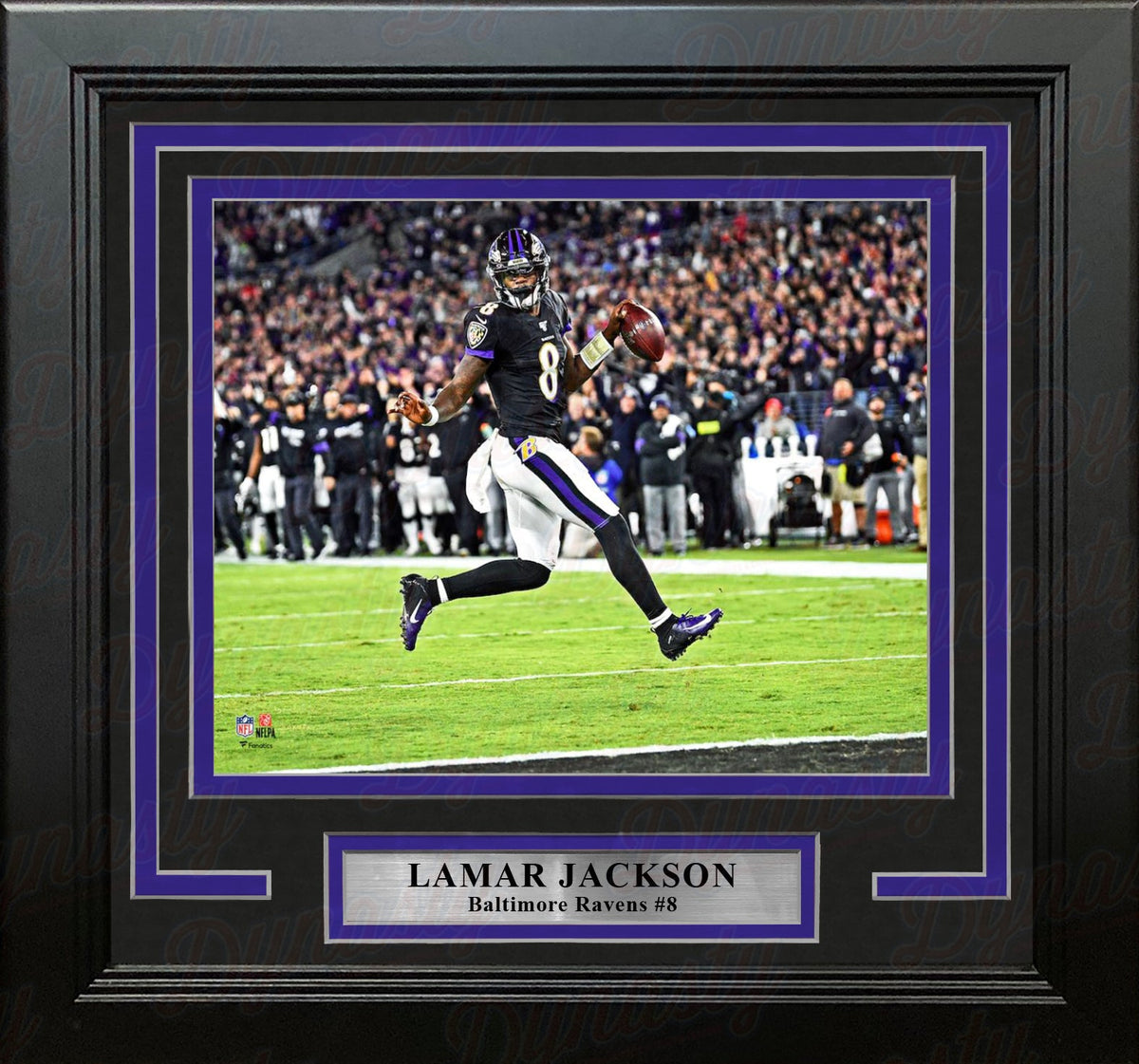 Lamar Jackson High-Stepping Touchdown Baltimore Ravens 8" x 10" Framed Football Display Photo-Powers Sports Memorabilia