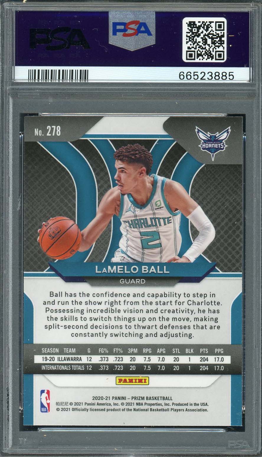 LaMelo Ball 2020 Panini Prizm Basketball Rookie Card RC #278 Graded PSA 10