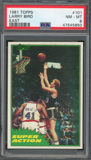 Larry Bird 1981 Topps Basketball Card #101 Graded PSA 8-Powers Sports Memorabilia