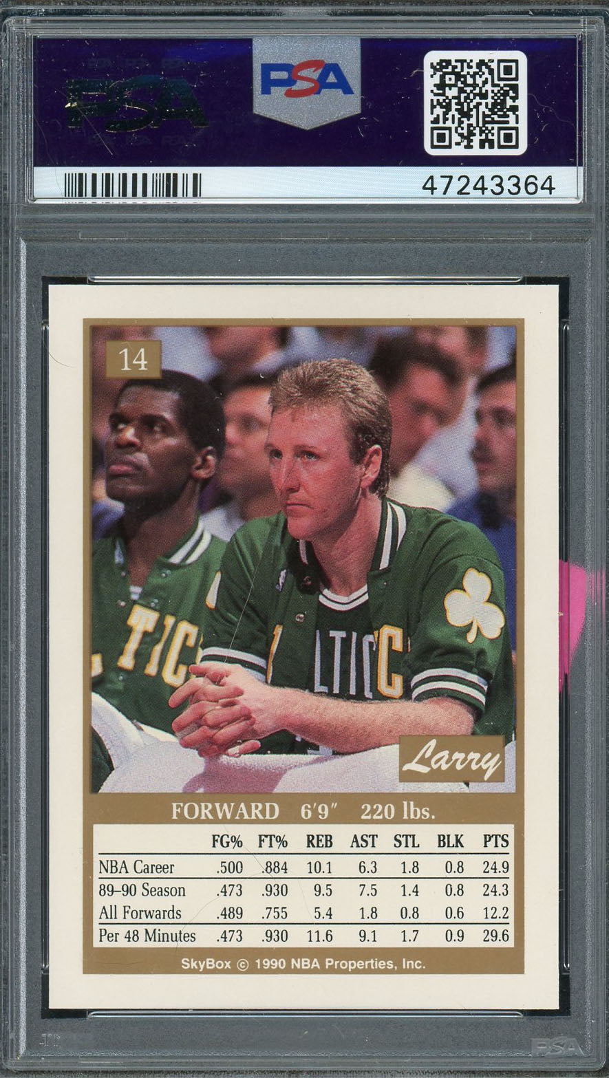 Larry Bird 1990 Skybox Basketball Card #14 Graded PSA 9 MINT-Powers Sports Memorabilia