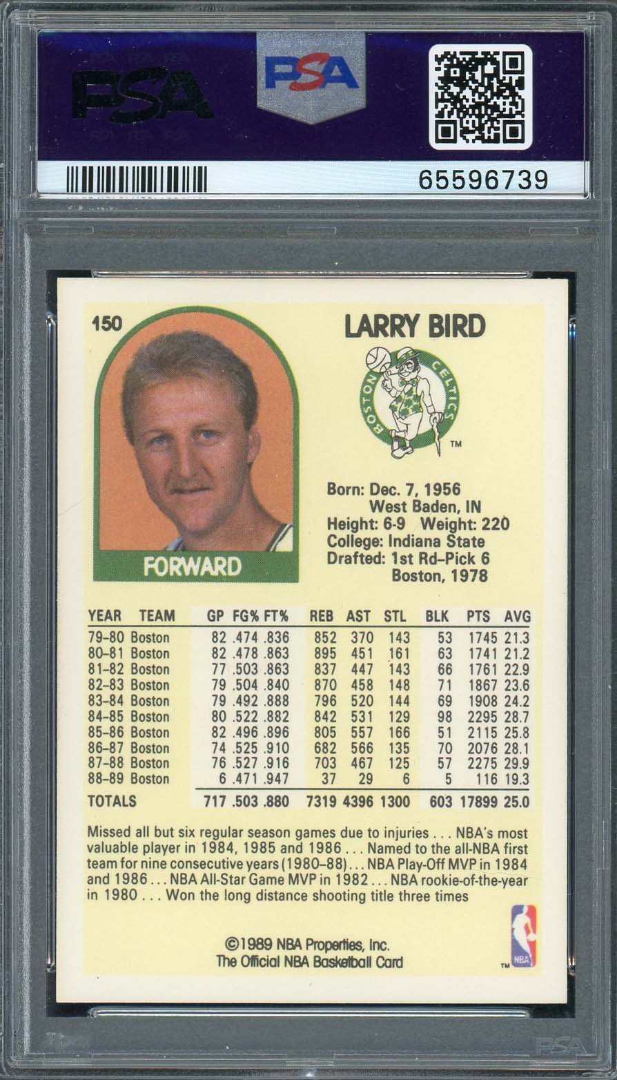 Larry Bird 1989 Hoops Basketball Card #150 Graded PSA 10-Powers Sports Memorabilia