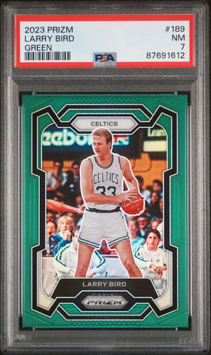 Larry Bird 2023 Panini Prizm Green Basketball Card #189 Graded PSA 7-Powers Sports Memorabilia
