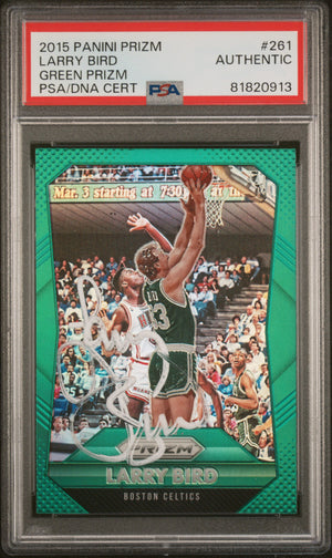 Larry Bird 2015 Panini Green Prizm Signed Basketball Card #261 Auto PSA 81820913-Powers Sports Memorabilia
