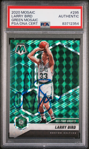 Larry Bird 2020 Panini Mosaic Green Signed Basketball Card #295 Auto PSA 3712354-Powers Sports Memorabilia