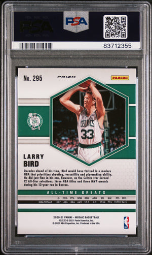 Larry Bird 2020 Panini Mosaic Green Signed Basketball Card #295 Auto PSA 3712355-Powers Sports Memorabilia