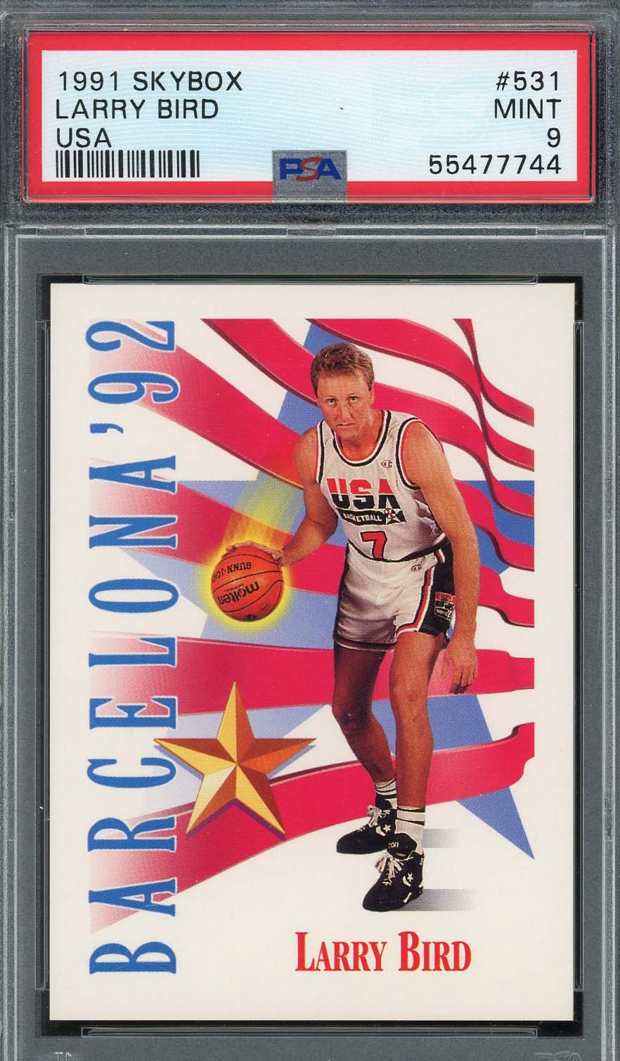Larry Bird 1991 Skybox USA Basketball Team Card #531 Graded PSA 9-Powers Sports Memorabilia