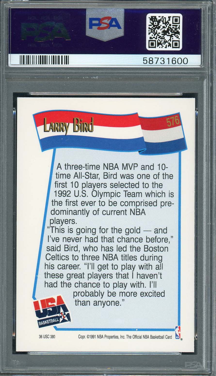 Larry Bird 1991 Hoops Basketball Card #576 Graded PSA 10-Powers Sports Memorabilia