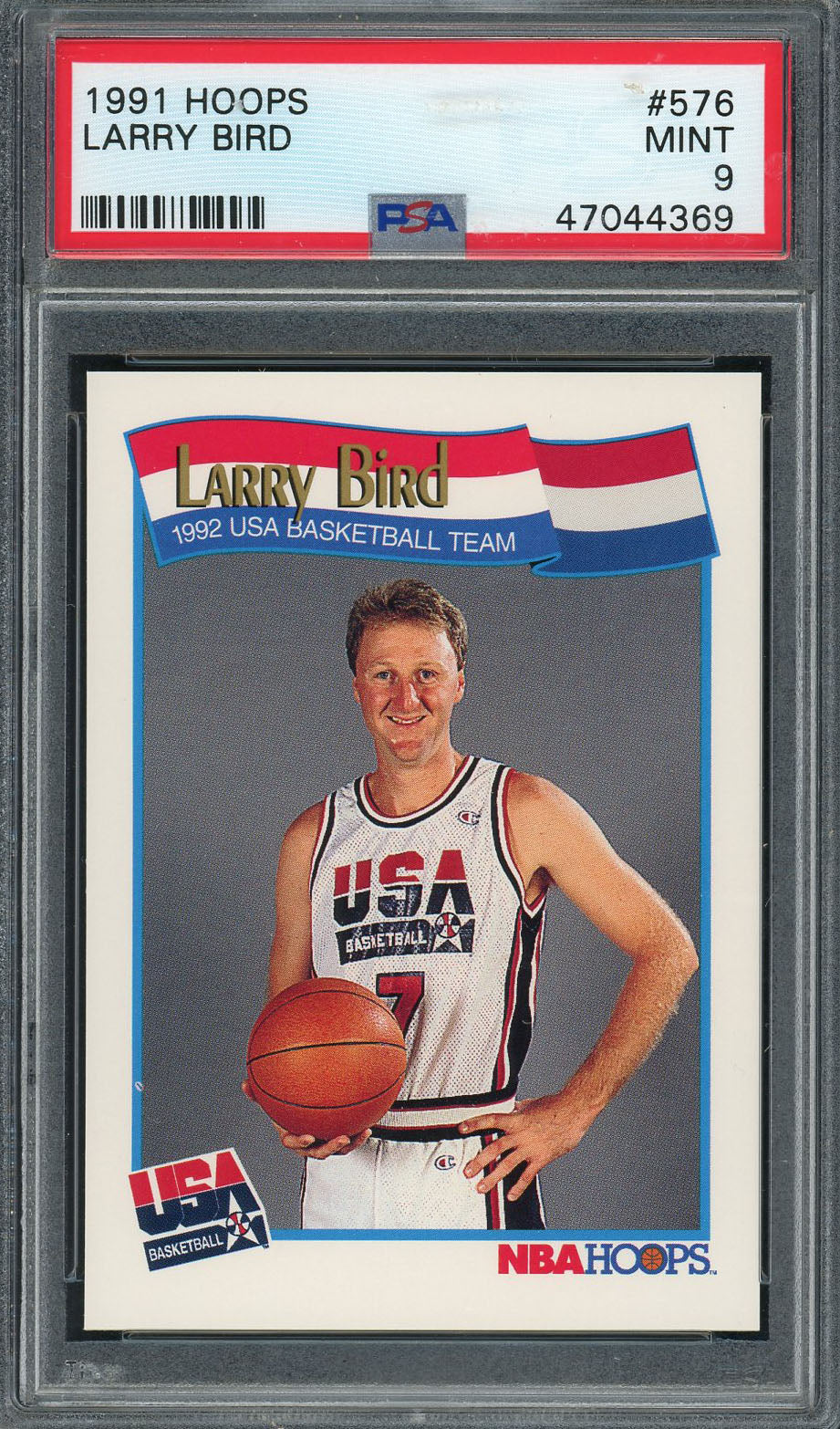 Larry Bird USA Basketball Team 1991 Hoops Basketball Card #576 Graded PSA 9 MINT-Powers Sports Memorabilia