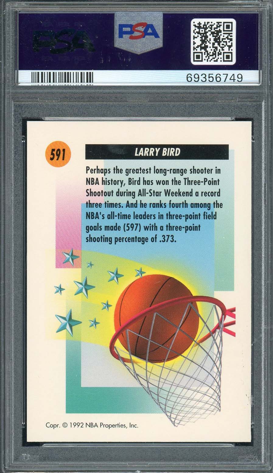 Larry Bird 1991 Skybox Basketball Card #591 Graded PSA 10-Powers Sports Memorabilia