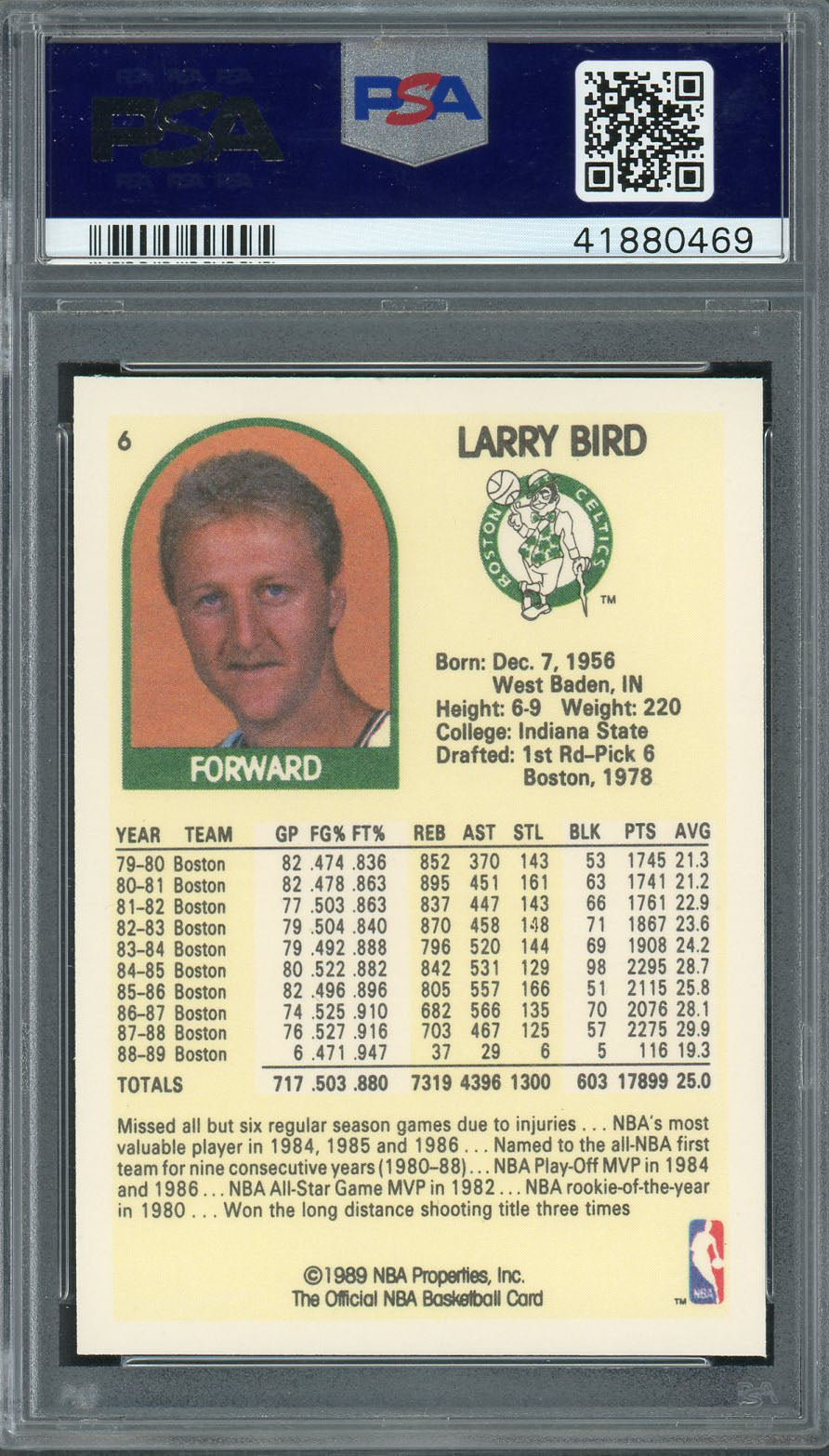 Larry Bird 1990 Hoops Superstars Basketball Card #6 Graded PSA 9 MINT-Powers Sports Memorabilia