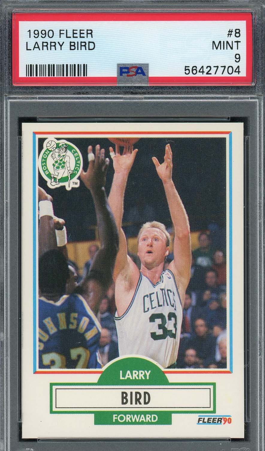 Larry Bird 1990 Fleer Basketball Card #8 Graded PSA 9-Powers Sports Memorabilia