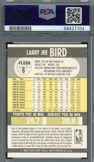 Larry Bird 1990 Fleer Basketball Card #8 Graded PSA 9-Powers Sports Memorabilia