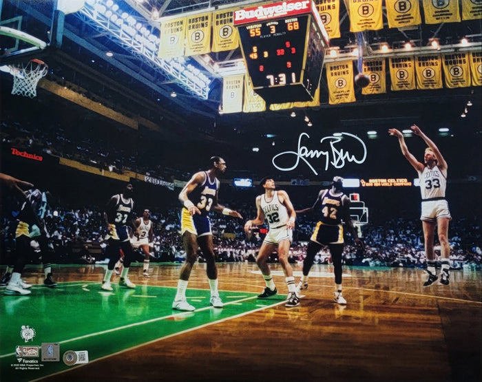 Larry Bird Signed Boston Celtics NBA Finals 16x20 Photo - Beckett-Powers Sports Memorabilia