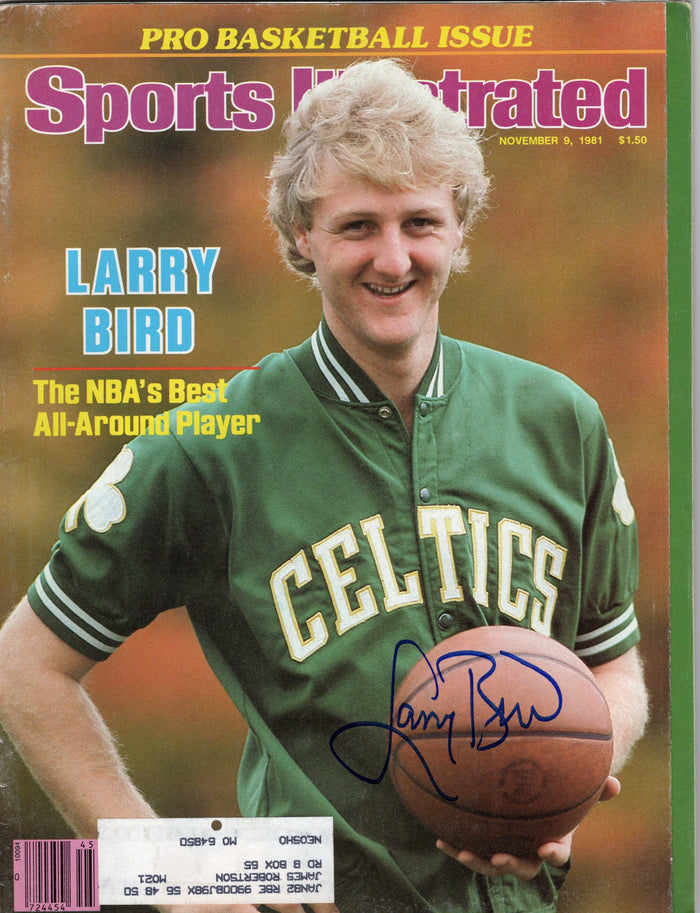 Larry Bird Signed Boston Celtics Sports Illustrated 11/9/81 - Beckett-Powers Sports Memorabilia