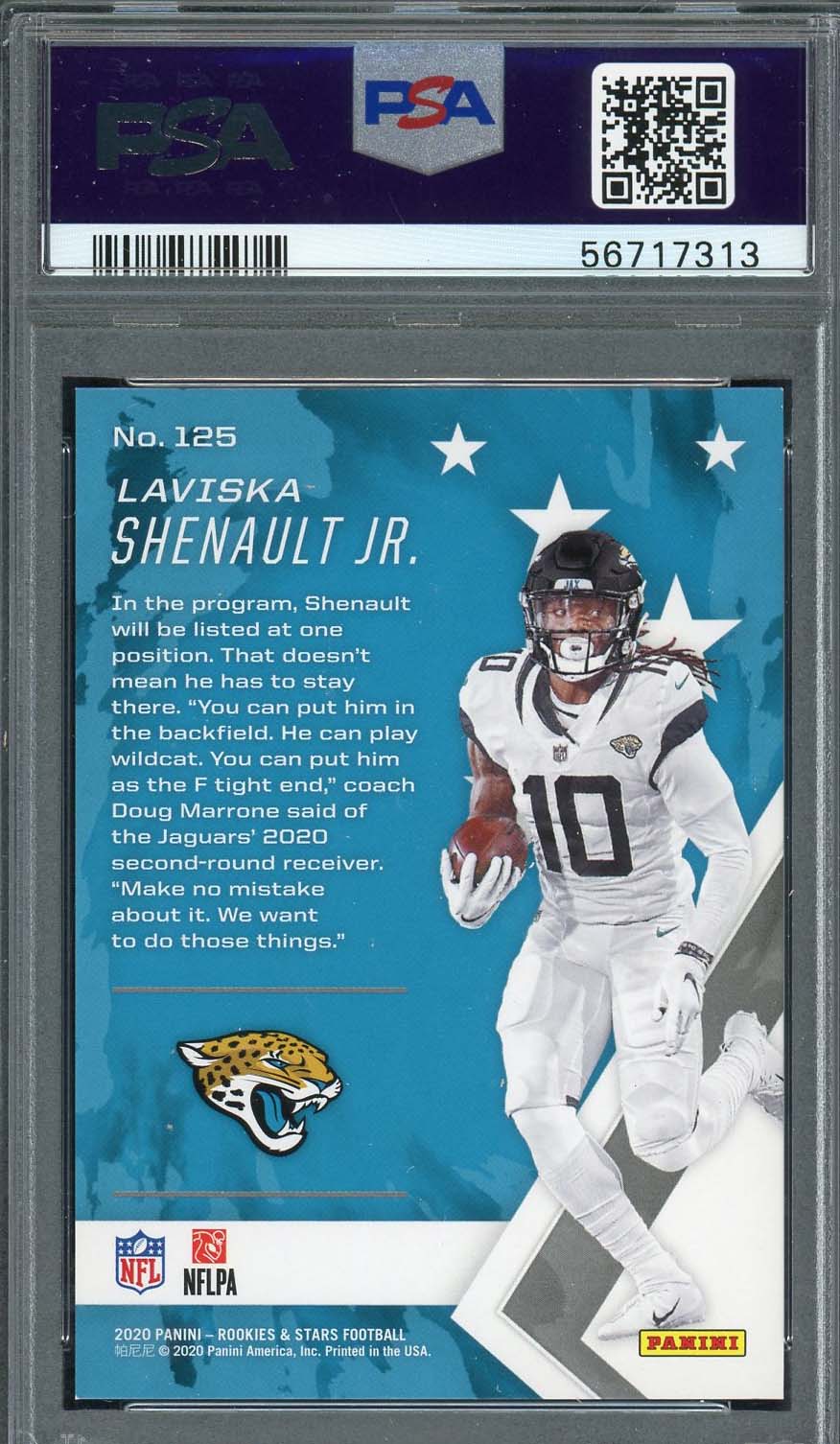 Laviska Shenault Jr 2020 Panini Rookies & Stars Autographed Card #125 PSA 8 /99-Powers Sports Memorabilia