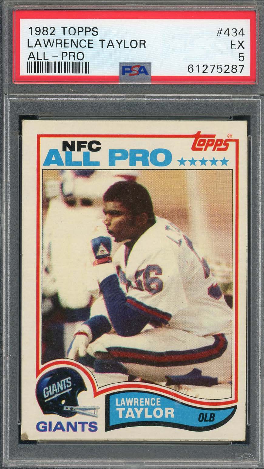 Lawrence Taylor 1982 Topps All-Pro Football Rookie Card RC #434 Graded PSA 5-Powers Sports Memorabilia