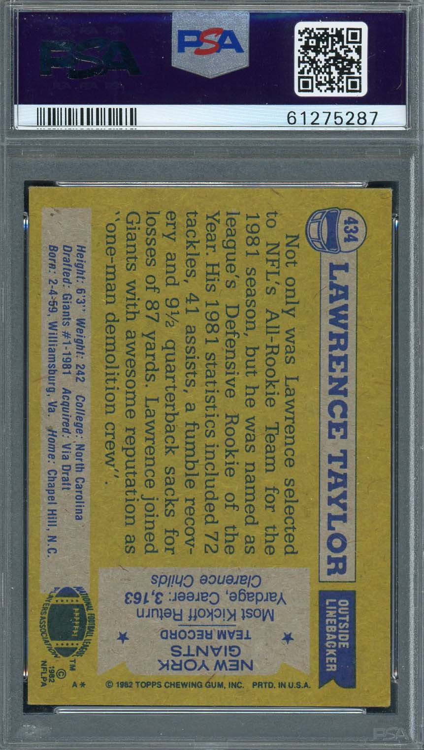Lawrence Taylor 1982 Topps All-Pro Football Rookie Card RC #434 Graded PSA 5-Powers Sports Memorabilia
