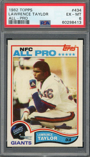 Lawrence Taylor 1982 Topps All-Pro Football Rookie Card RC #434 Graded PSA 6-Powers Sports Memorabilia