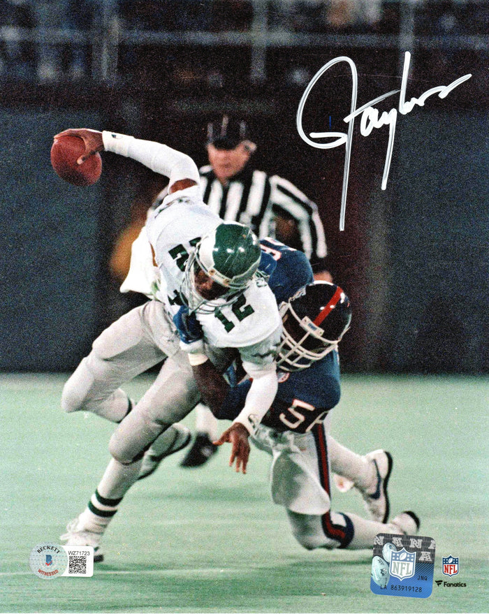 Lawrence Taylor Signed New York Giants 8x10 Beckett Witnessed #3-Powers Sports Memorabilia