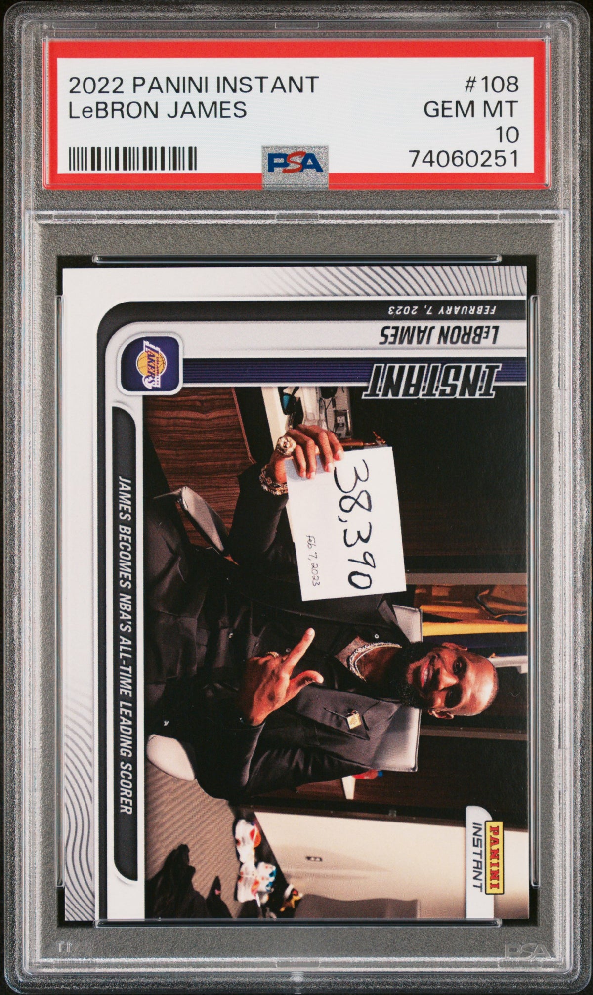 LeBron James 2022 Panini Instant Breaks Kareem’s Scoring Record Card #108 PSA 10-Powers Sports Memorabilia