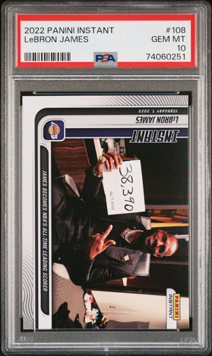 LeBron James 2022 Panini Instant Breaks Kareem’s Scoring Record Card #108 PSA 10-Powers Sports Memorabilia
