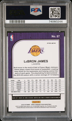 LeBron James 2019 Panini Hoops Premium Stock Purple Disco Card #87 Graded PSA 10-Powers Sports Memorabilia