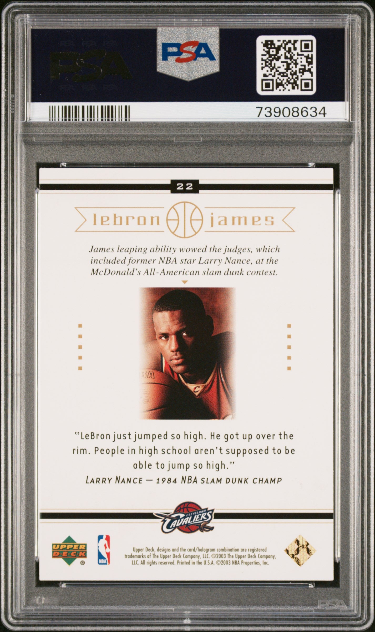 LeBron James 2003 Upper Deck Box Set Basketball Rookie Card #22 Graded PSA 9-Powers Sports Memorabilia