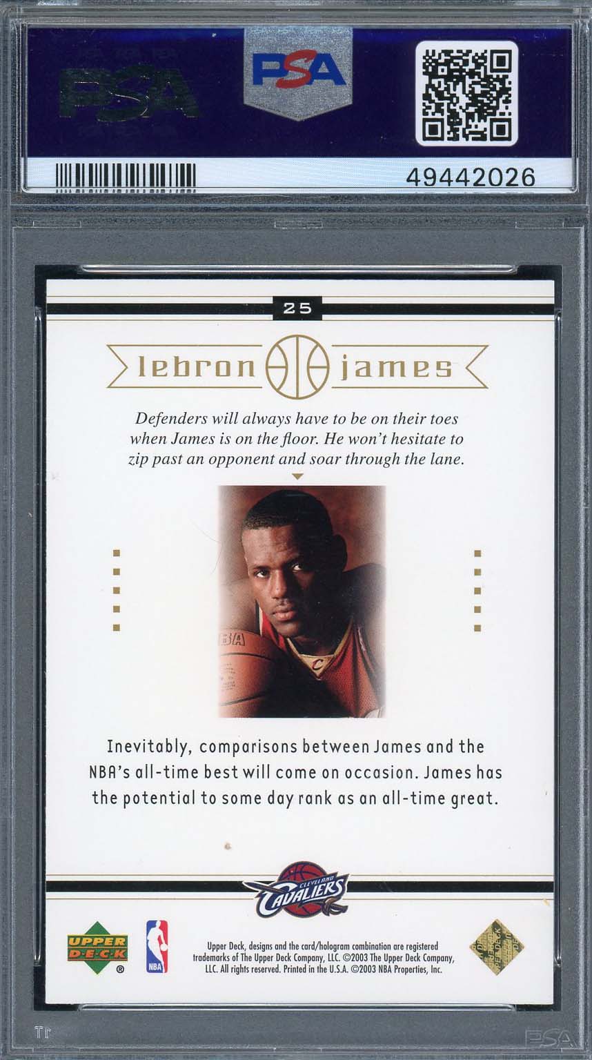 LeBron James 2003 Upper Deck Box Set Rookie Basketball Card RC #25 Graded PSA 10-Powers Sports Memorabilia