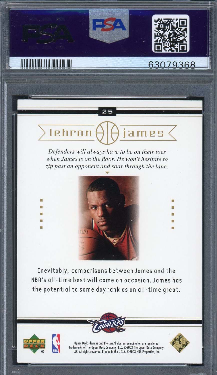 LeBron James 2003 Upper Deck Box Set Rookie Basketball Card RC #25 Graded PSA 9-Powers Sports Memorabilia