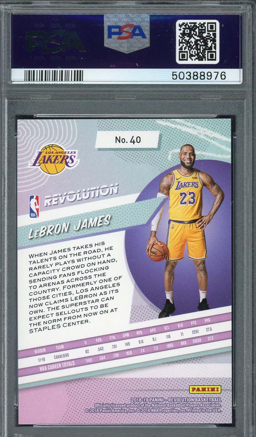 LeBron James 2018 Panini Revolution Basketball Card #40 Graded PSA 9 MINT-Powers Sports Memorabilia