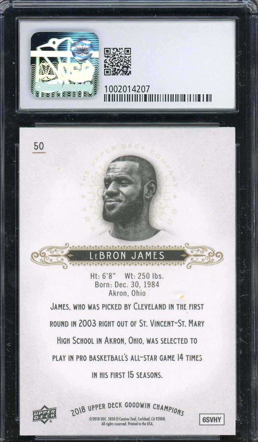 LeBron James 2018 Upper Deck Goodwin Champions Card #50 Graded CSG 8.5-Powers Sports Memorabilia