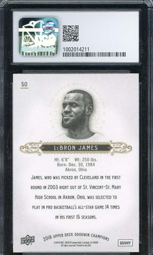 LeBron James 2018 Upper Deck Goodwin Champions Card #50 Graded CSG 9-Powers Sports Memorabilia