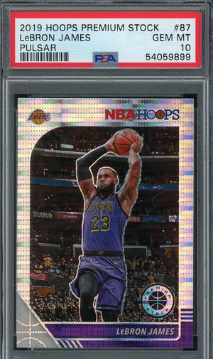LeBron James 2019 Panini Hoops Premium Stock Pulsar Basketball Card #87 Graded PSA 10 GEM MINT-Powers Sports Memorabilia