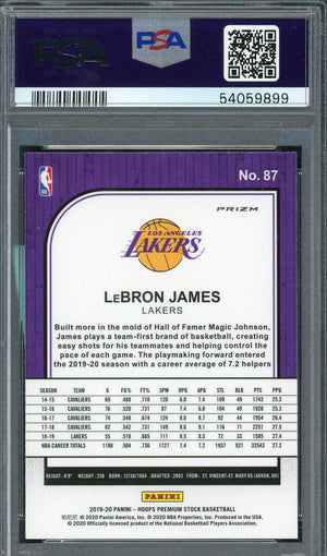 LeBron James 2019 Panini Hoops Premium Stock Pulsar Basketball Card #87 Graded PSA 10 GEM MINT-Powers Sports Memorabilia