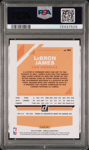 LeBron James 2019 Panini Donruss Basketball Card #94 Graded PSA 10-Powers Sports Memorabilia