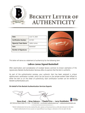 LeBron James Los Angeles Lakers Autographed NBA Game Ball Beckett Authenticated BASA31403-Powers Sports Memorabilia