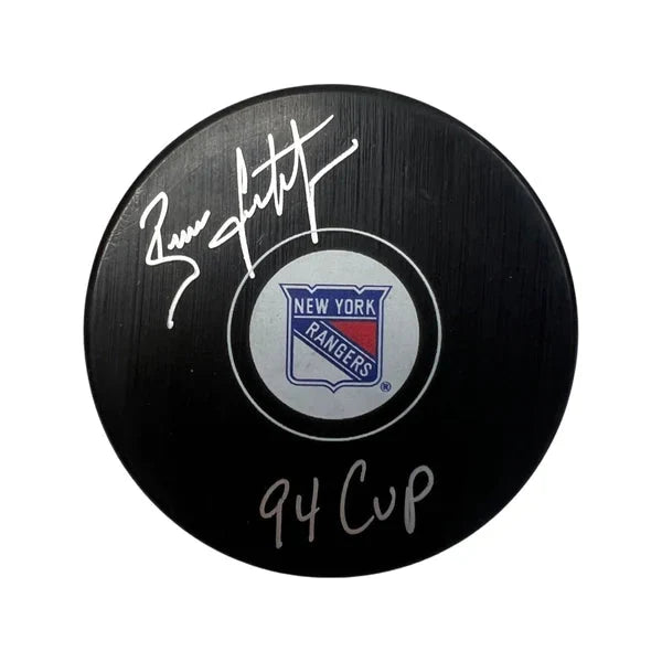 Brian Leetch New York Rangers Signed and Inscribed 94 Cup Hockey Puck