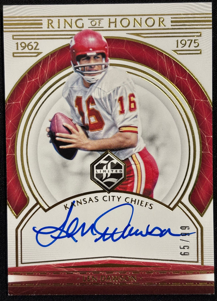Len Dawson 2020 Panini Limited Ring of Honor Signed Football Card #ROH-LD Auto 65/99-Powers Sports Memorabilia