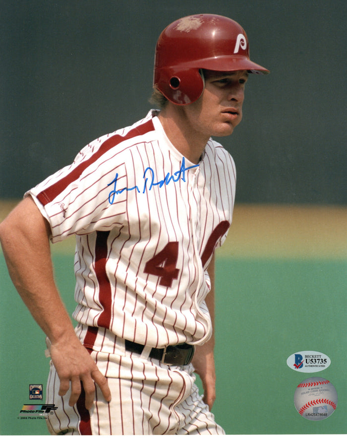 Lenny Dykstra Signed Philadelphia Phillies 8x10 Photo - Beckett-Powers Sports Memorabilia