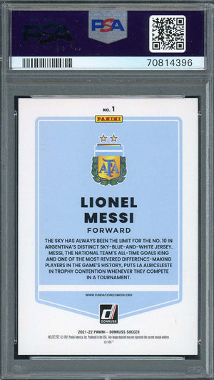 Lionel Messi 2021-22 Panini Donruss Qatar World Cup Card #1 Graded PSA 10-Powers Sports Memorabilia