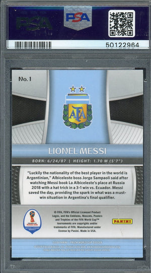 Lionel Messi 2018 Panini Prizm World Cup Soccer Card #1 Graded PSA 9-Powers Sports Memorabilia