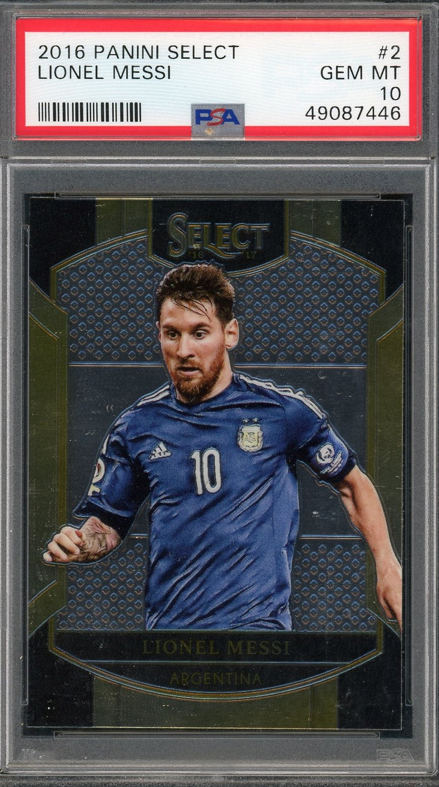 Lionel Messi 2016 Panini Select Soccer Card #2 Graded PSA 10-Powers Sports Memorabilia