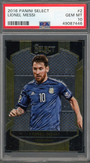 Lionel Messi 2016 Panini Select Soccer Card #2 Graded PSA 10-Powers Sports Memorabilia