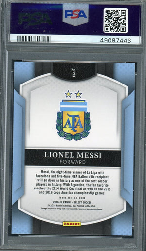 Lionel Messi 2016 Panini Select Soccer Card #2 Graded PSA 10-Powers Sports Memorabilia
