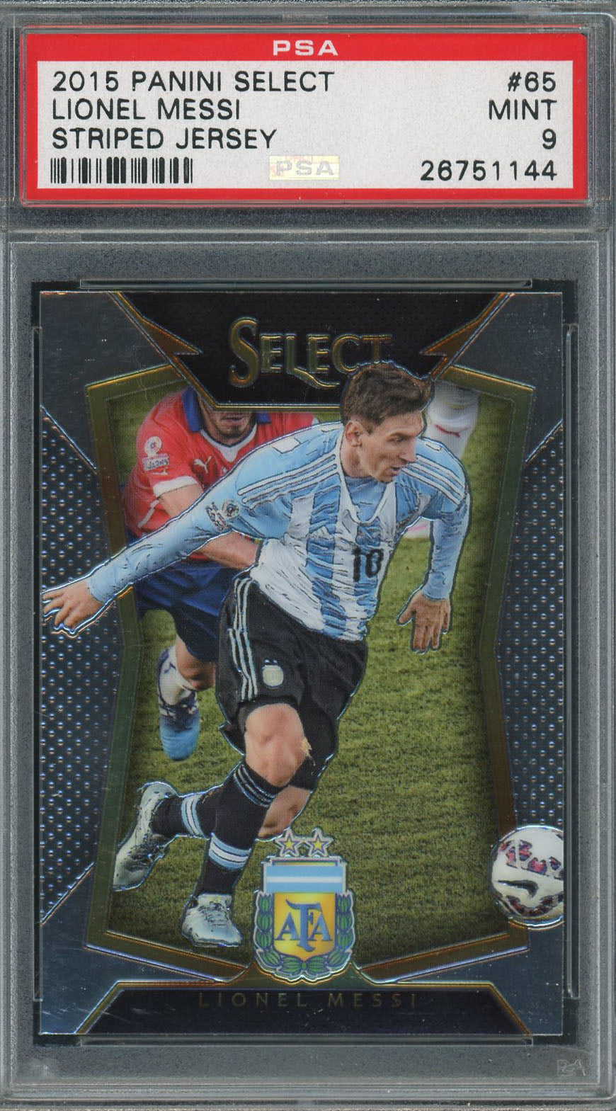 Lionel Messi 2015 Panini Select Soccer Card #65 Graded PSA 9 MINT-Powers Sports Memorabilia