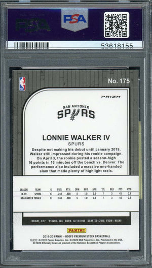 Lonnie Walker IV 2019 Panini Hoops Premium Stock Pulsar Card #175 PSA 10-Powers Sports Memorabilia