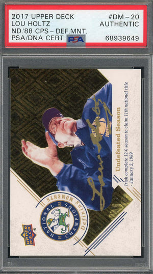 Lou Holtz 2017 Upper Deck Notre Dame 1988 Champions Signed Card #DM-20 Auto PSA-Powers Sports Memorabilia